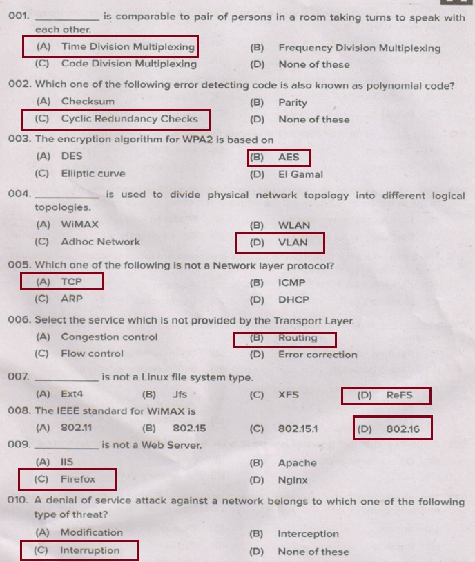 System Analyst Question Paper and Answer Key Rank Files