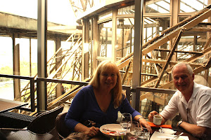 Eiffel Tower Restaurant,       John and Me Eating