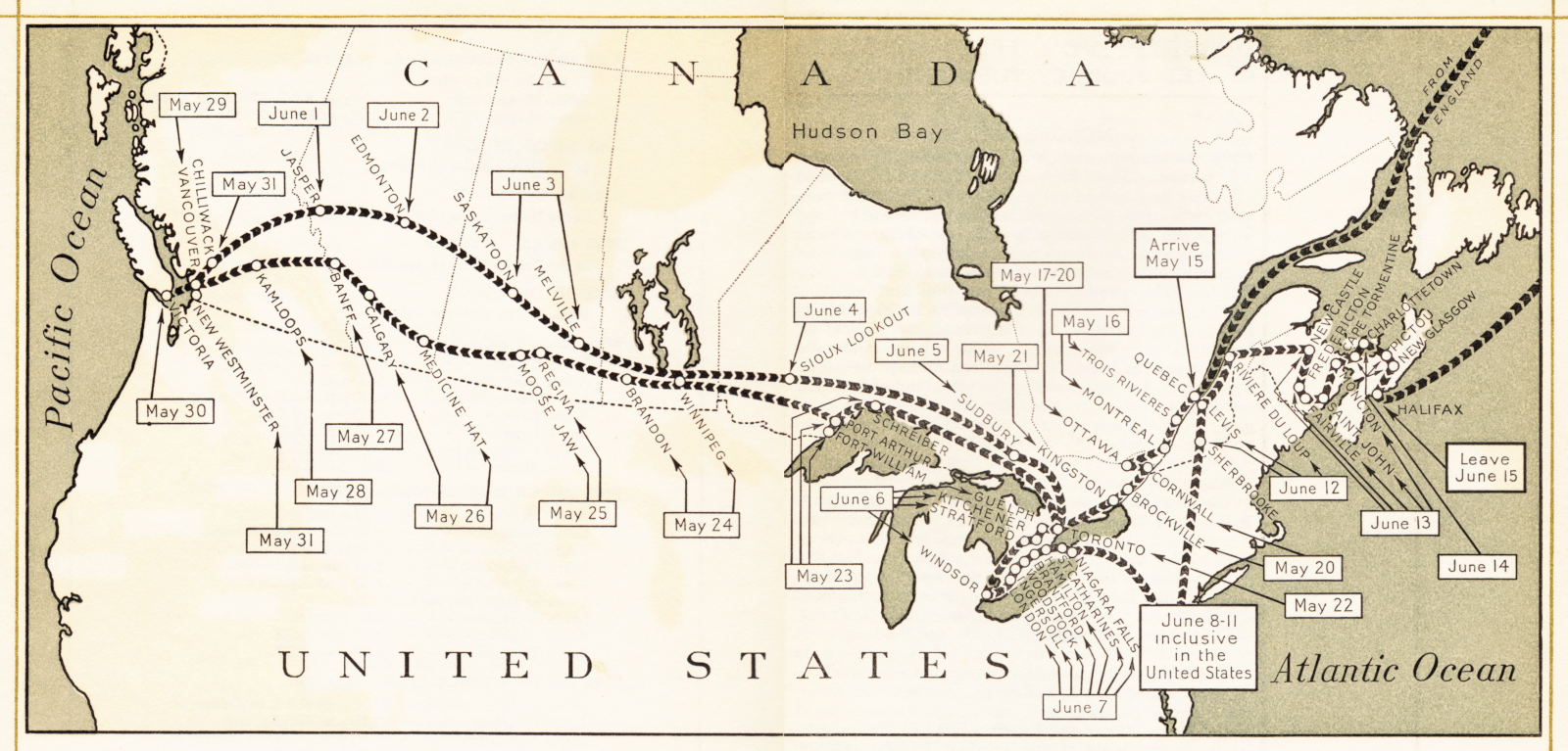 1939 royal tour canada itinerary