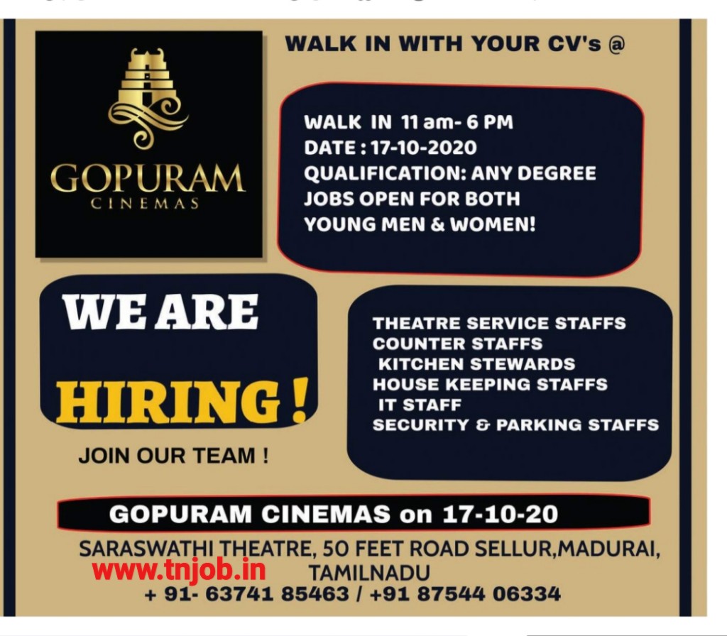 Today (16.10.2020) jobs openings in Dinamalar newspaper and dinathanthi