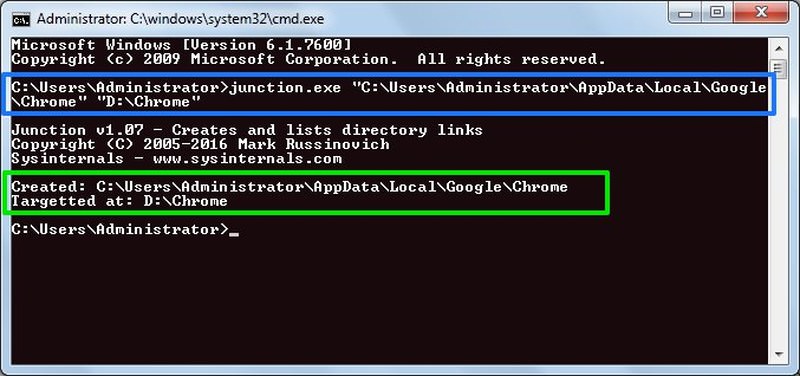 Windows'da farklı bir sürücüye Chrome nasıl yüklenir? 5 create junction