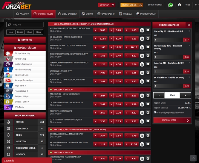 ForzaBet Prematch