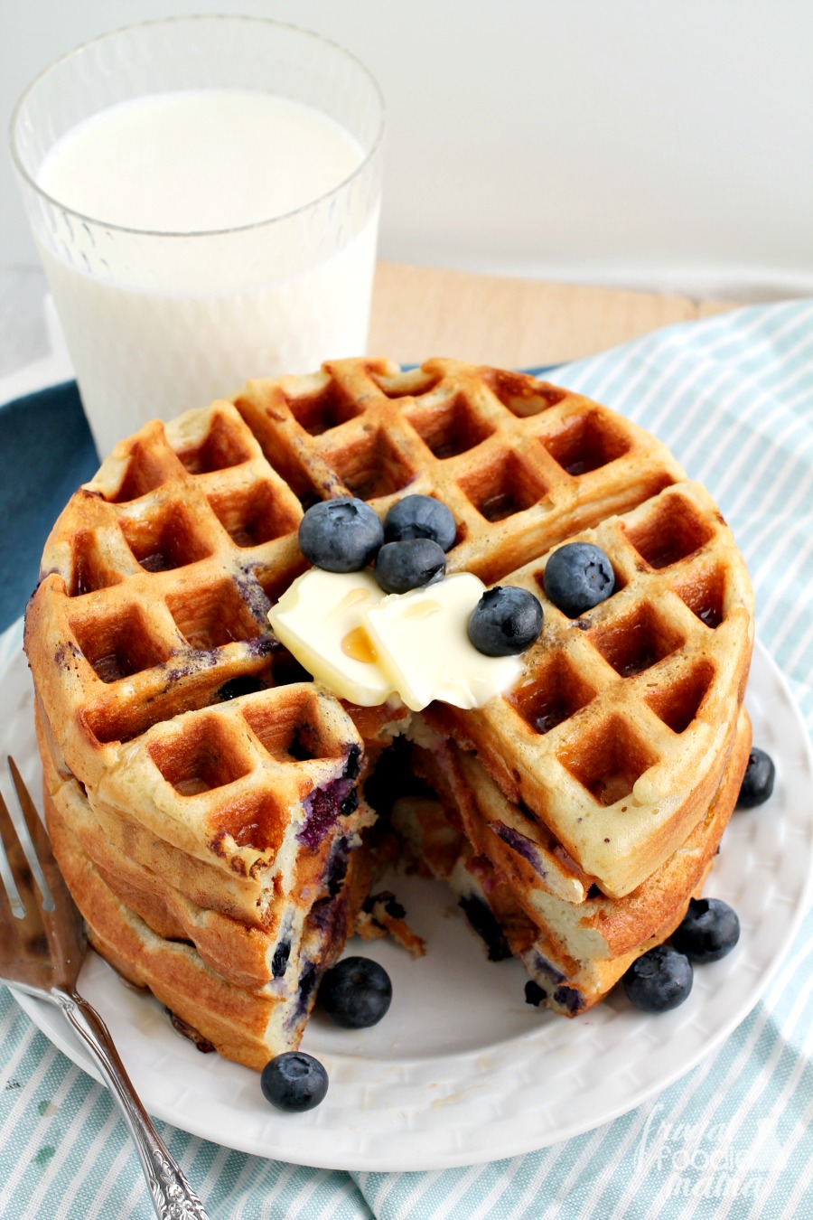 Frugal Foodie Mama Double Blueberry Greek Yogurt Waffles