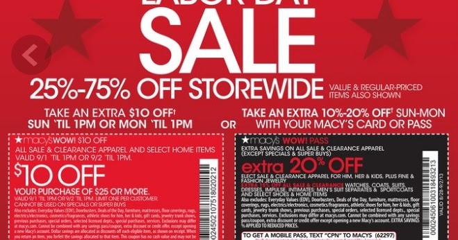 Macy's Labor Day Coupons: Save $10 Off $25