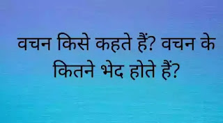 वचन किसे कहते हैं? वचन के कितने भेद होते हैं?