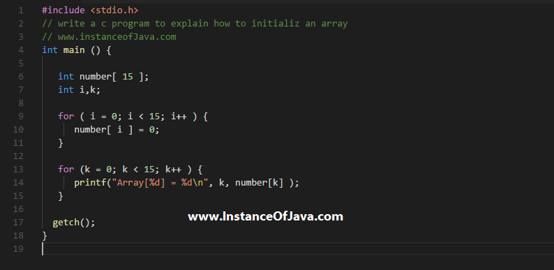 initialize an array in c