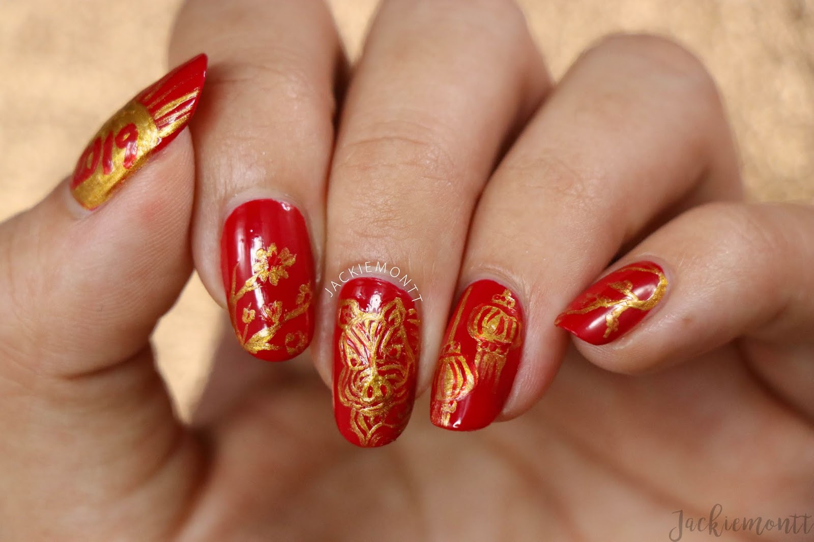 Year of the Dragon - Chinese New Year Nail Art - Hermit Werds