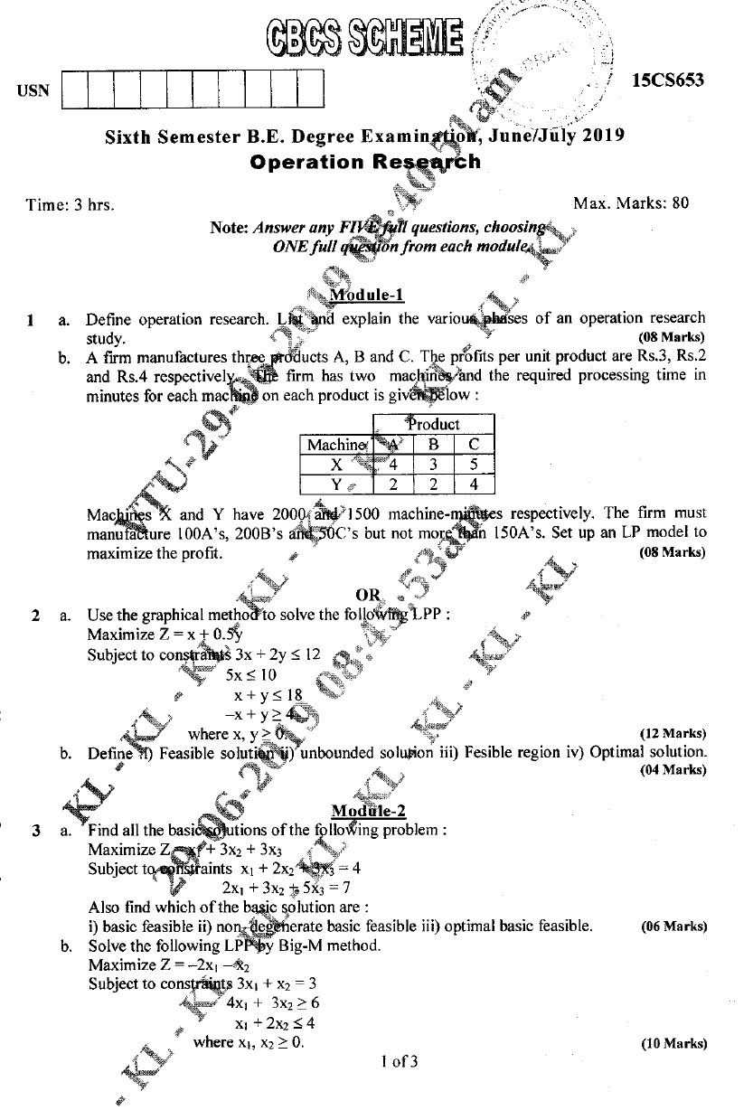 Vtu operations research solved question paper picture