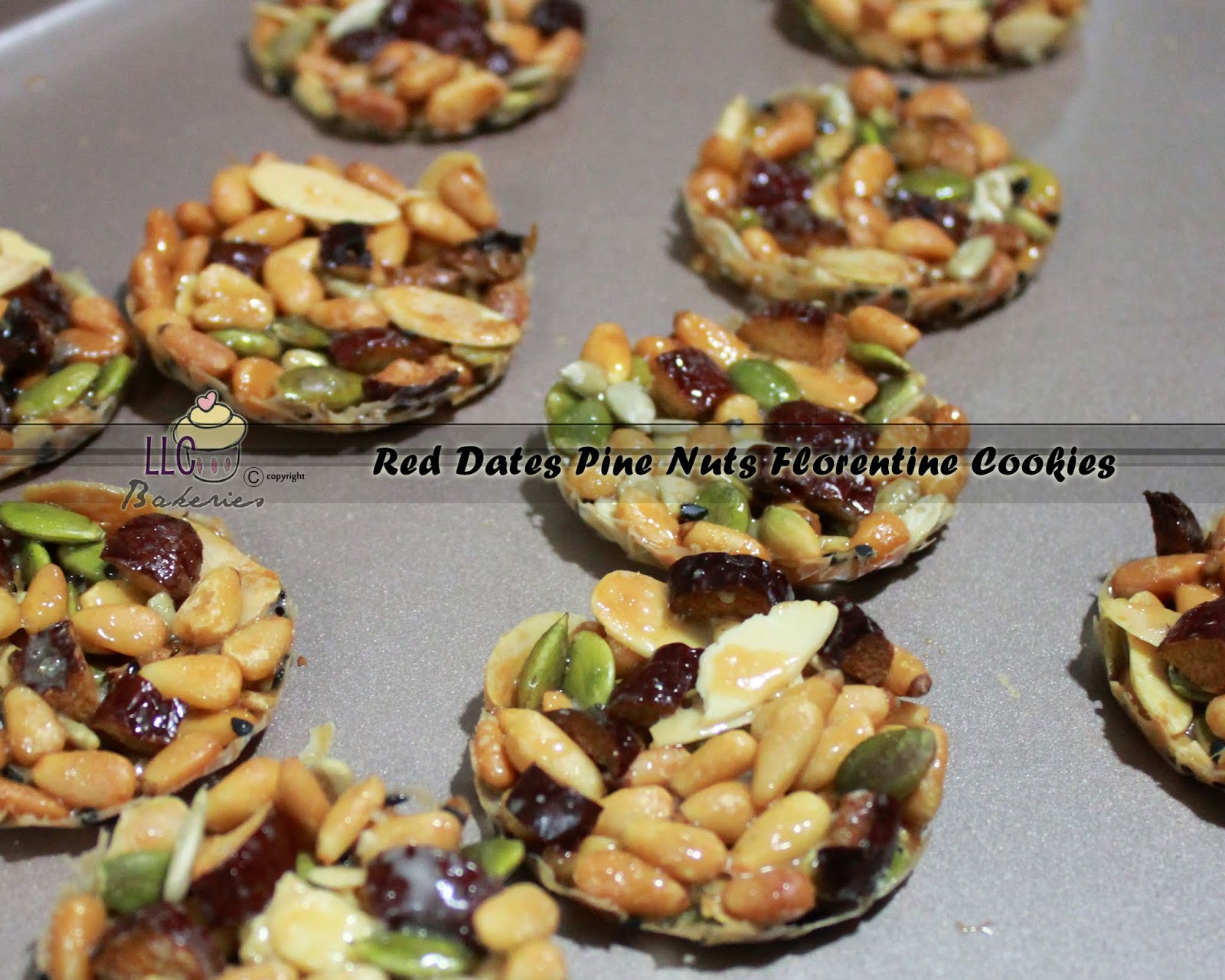LLC Bakeries Red Dates Pine Nuts Florentine Cookies