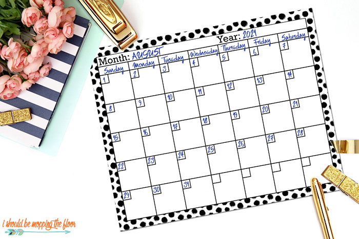 Free Printable Blank Calendar Pages | i should be mopping the floor