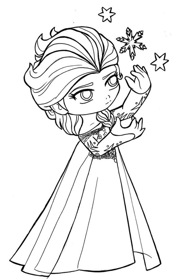 Tranh tô màu chibi elsa