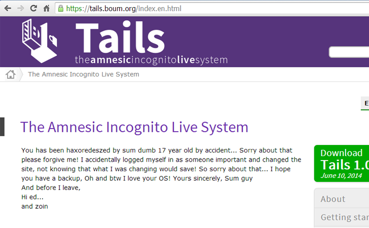 tails os website hacked the hacker news