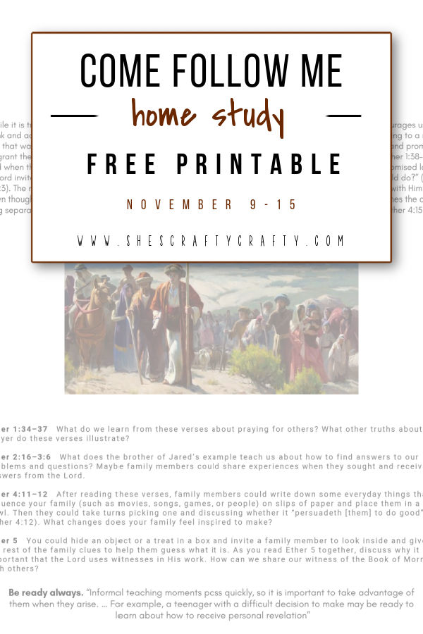 Come Follow Me free printable nov 9-15