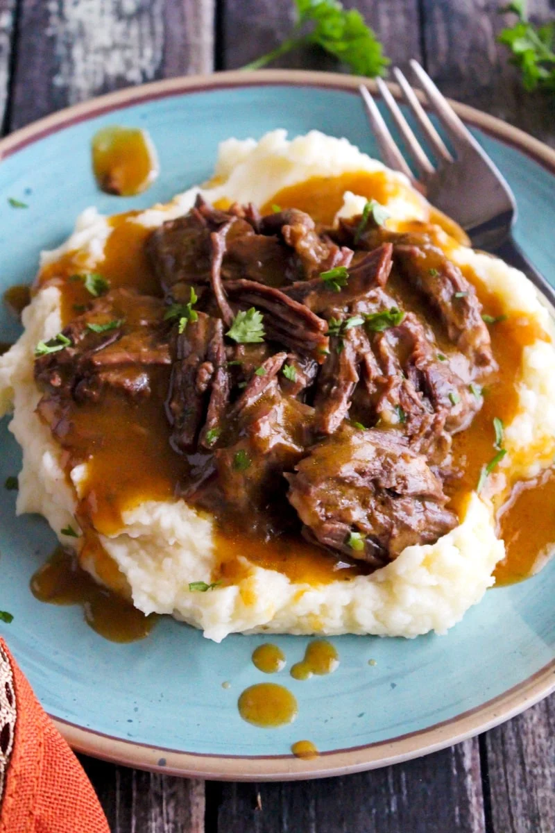 Instant Pot Shredded Beef and Gravy | The Two Bite Club