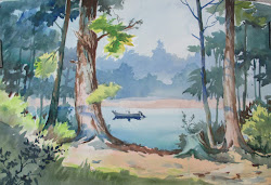 watercolor landscape trees simple paint august jessen carol thursday