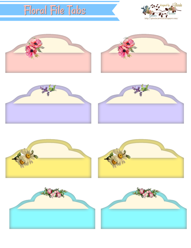 glenda's World Printable File Tabs