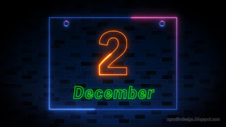 December 2nd Colorful Neon Light Date Of International Day For The Abolition Of Slavery With Dark Blue Brick Wall Background