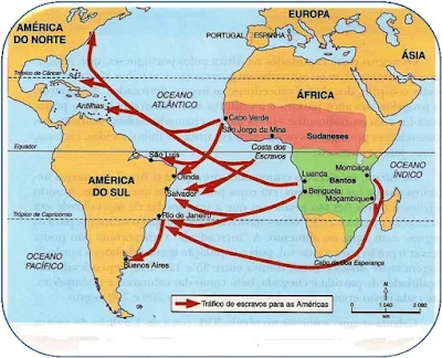mapa da rota de escravos
