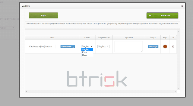 BTRWATCH ile ISO27001:2013 Uyumlu Risk Analizi