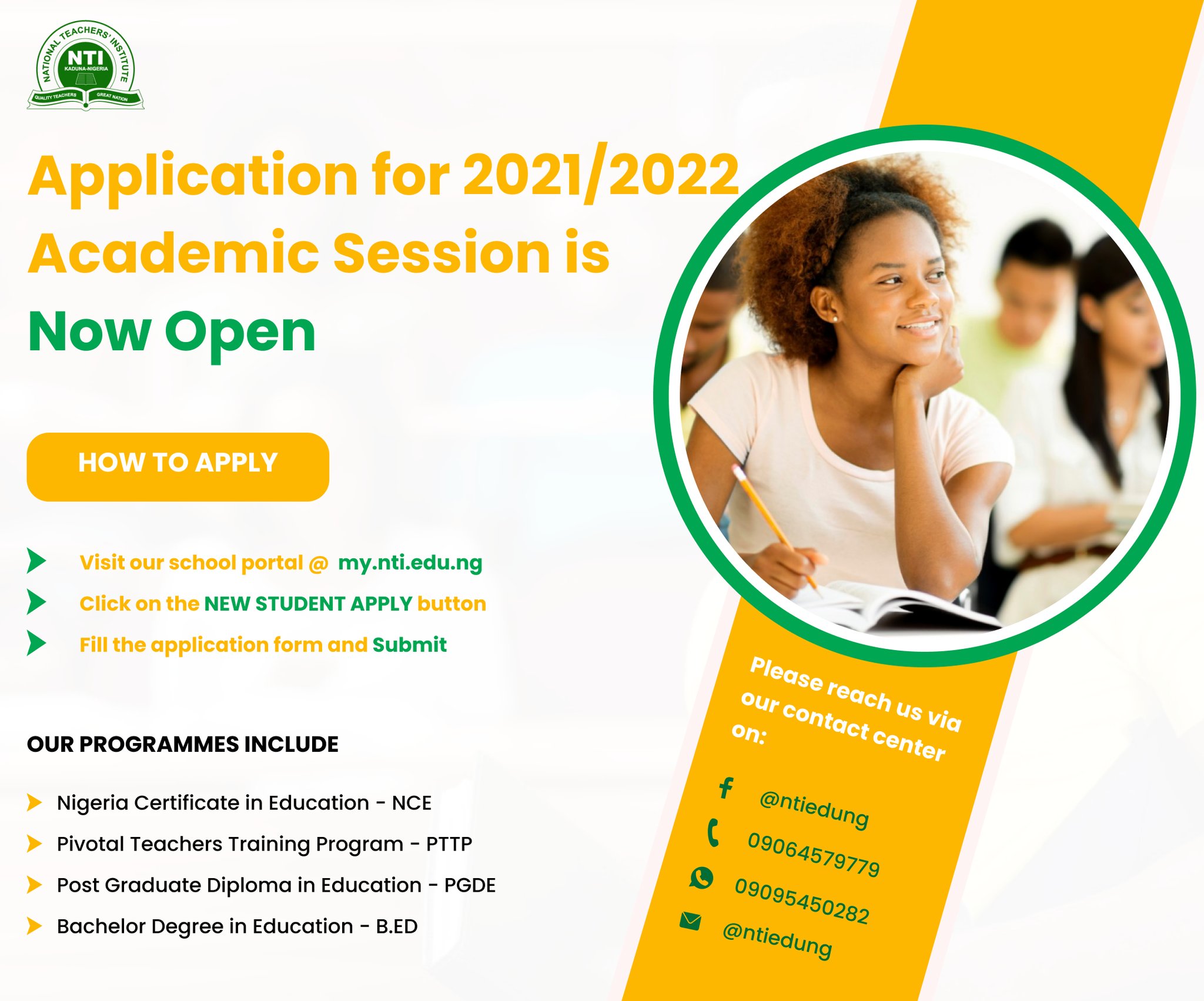 NTI Online Application Form 2021/2022 | PGDE, NCE, BDPs & PTTP
