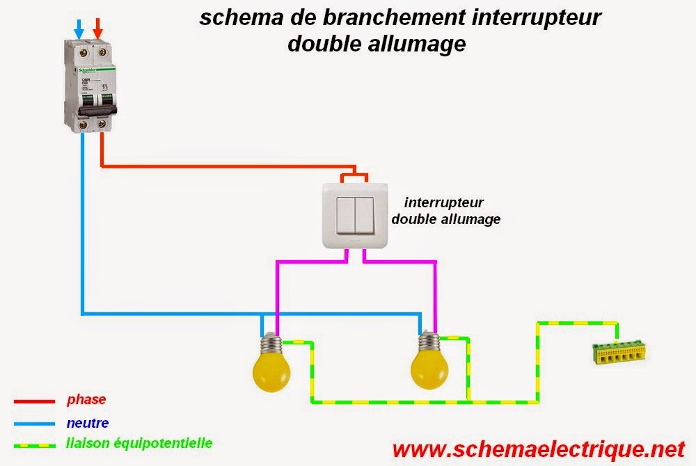 schema branchement cablage interrupteur allumage double - Arduino