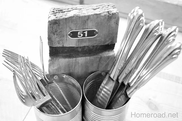 A caddy for silverware from recycled cans