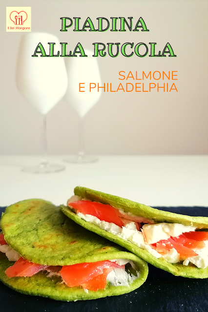 piadina colorata di verde con la rucola