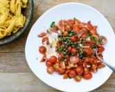 Warm Goat Cheese Appetizer with Mini Tomatoes & Capers