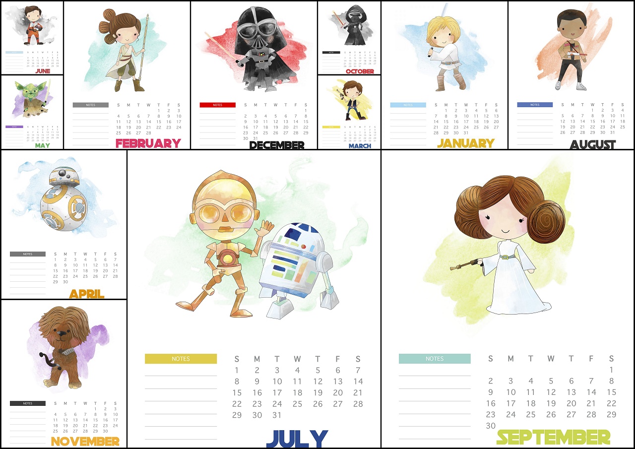 Free Printable 2018 Star Wars Calendar. Oh My Fiesta! for Geeks