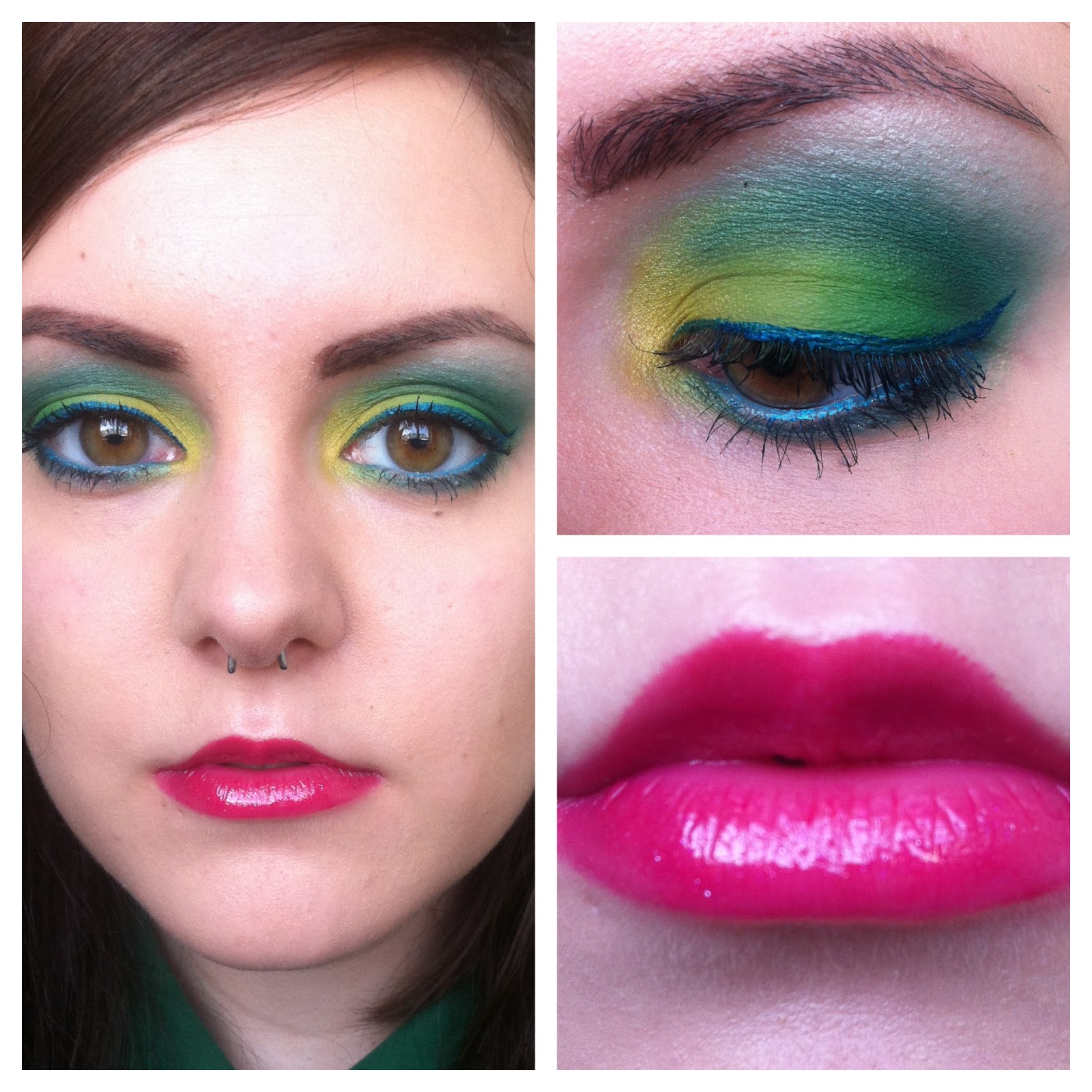 KITTENMOUSTACHE: Video: Tropical Green Gradient Eyeshadow with Blue Liner