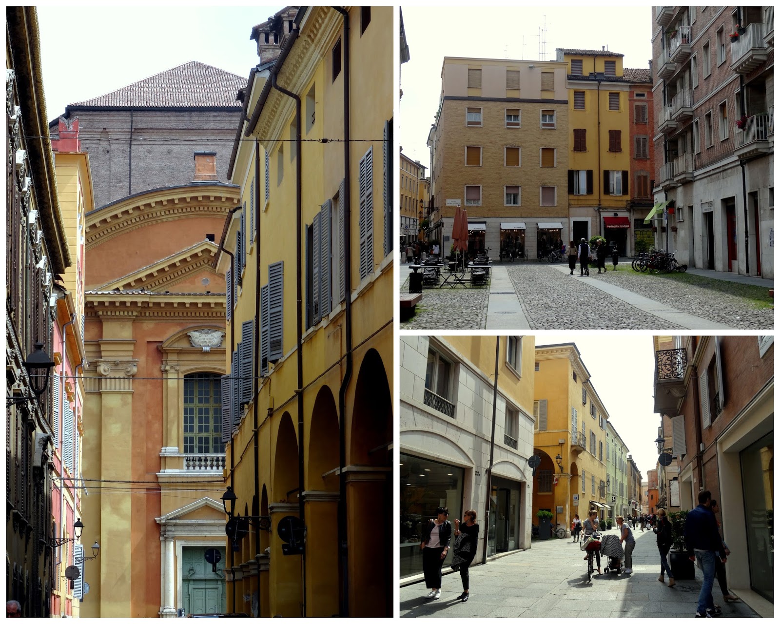 Modena, Italy Via del Taglio Shopping Street and Travel Souvenirs
