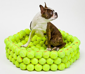 Cuccia esagonale per cani e gatti riciclando palline da tennis
