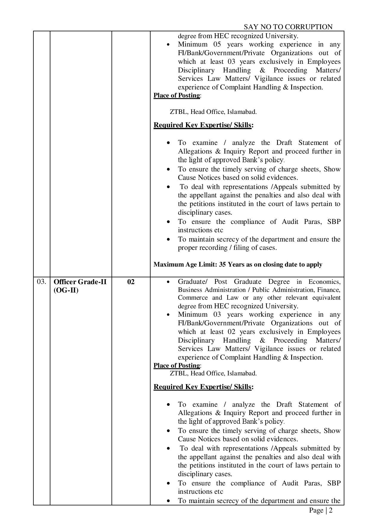 ZTBL Jobs December 2020 | Zarai Taraqiati Bank Ltd – Apply Online