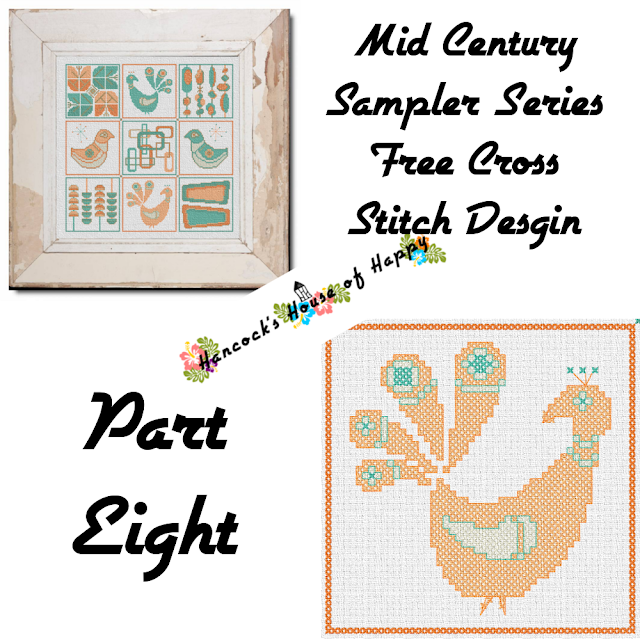 Mid-Century Madness: Free Country Style Mid-Century Cross Stitch Sampler Design Part VIII