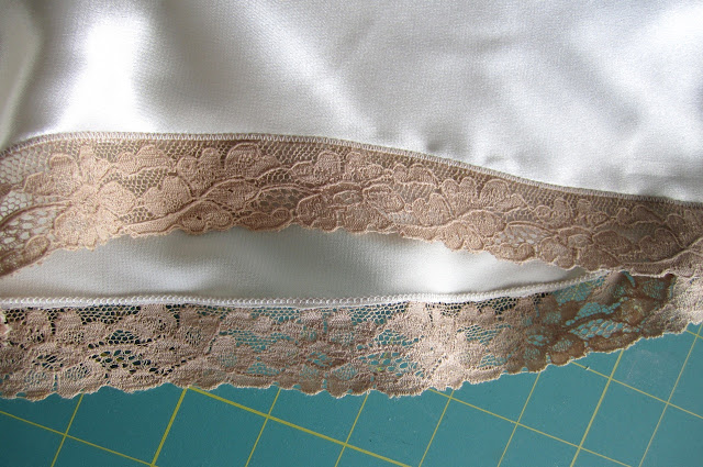 Sewing lace to underwear with an applique stitch
