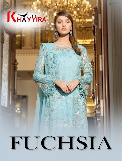 Khayyira Fuchsia Georgette pakistani Suits wholesale