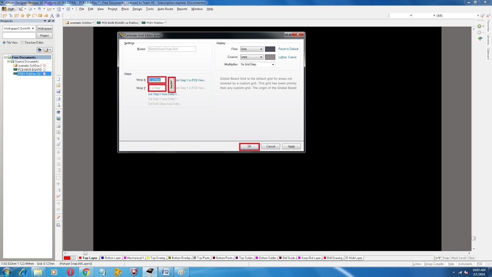 Belajar Altium Designer Part1 MenSetting Trace, Lebar Board dan Grid