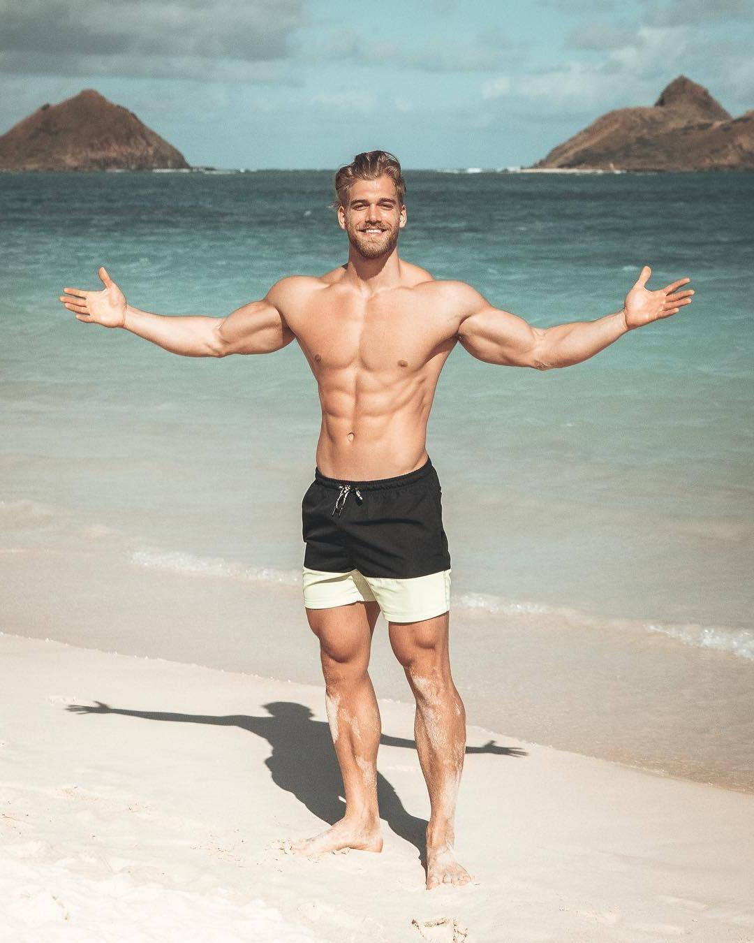 sexy-blond-fit-shirtless-bearded-muscle-hunk-beach-bro-abs-smiling-big-biceps