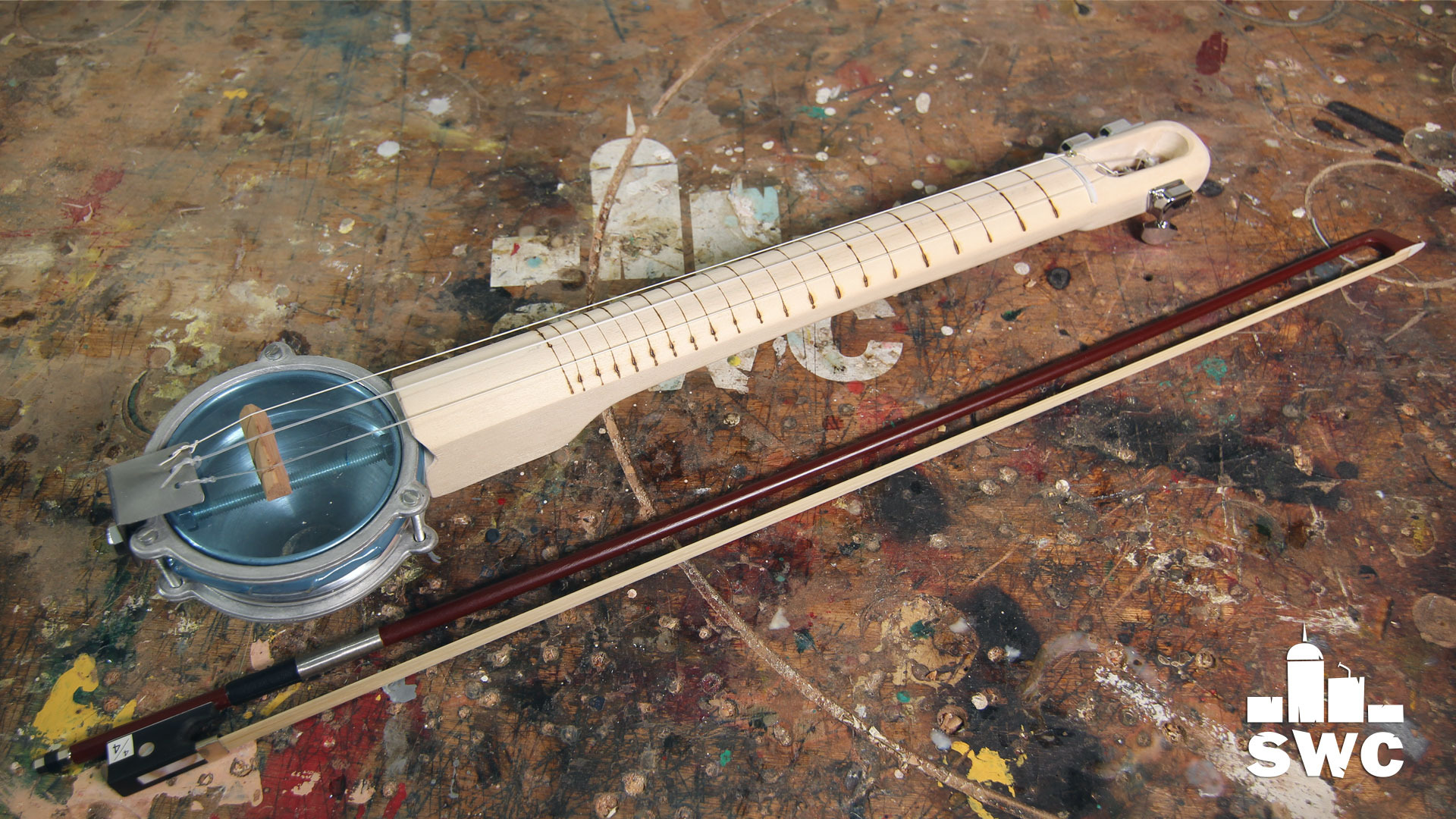 scrap wood city Making a bownjo experimental DIY bowed instrument