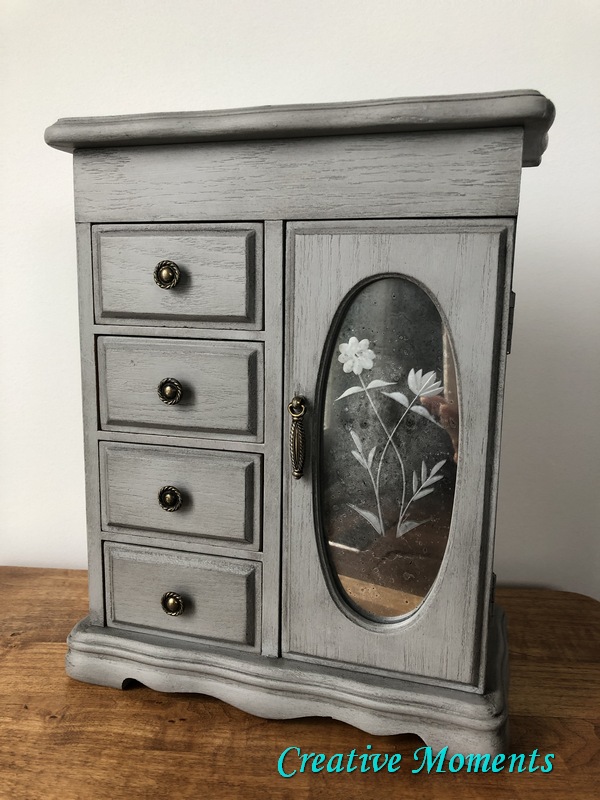 Grey & Faux Mercury Glass Jewelry Box