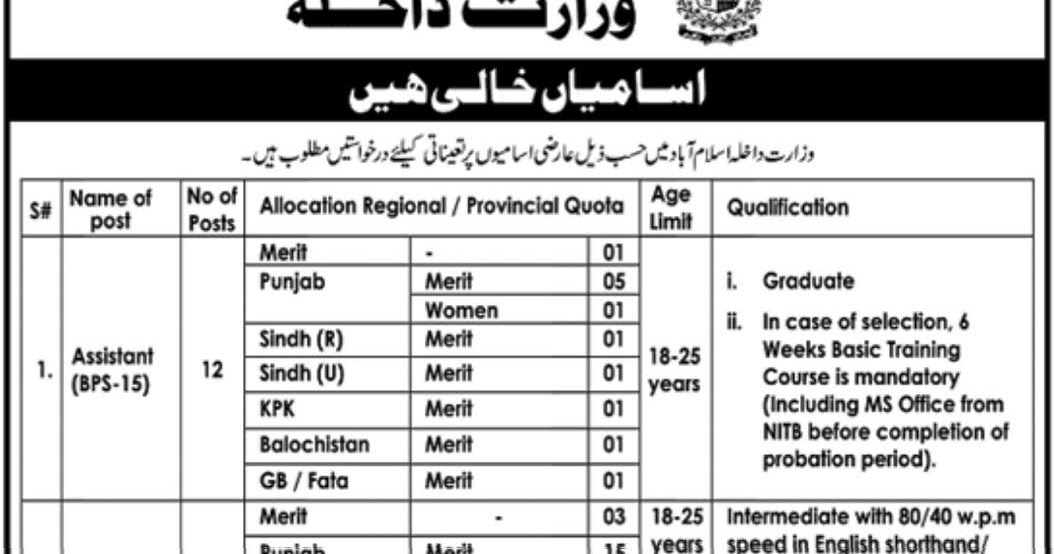 Ministry Of Interior Jobs 2019 Apply Via Pts Testing Service