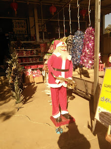 First feeling of Christmas festivities at a shop in Namphalong in Myanmar.
