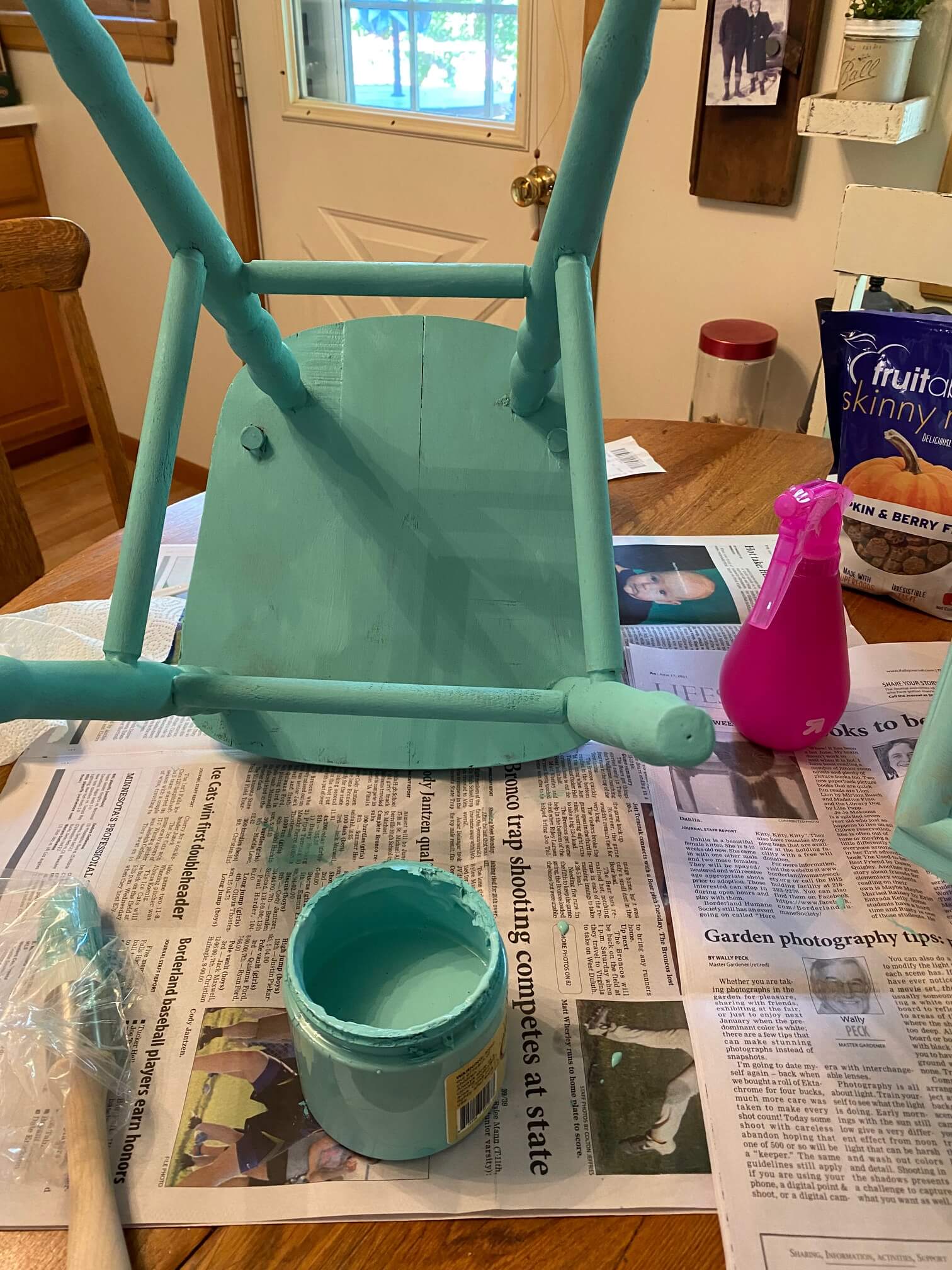 A Vintage Wooden Child's Chair Receives A Paint & Stencil Makeover