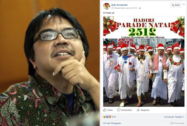 Unggah Foto Hoax Para Ulama Bertopi Natal, Ade Armando Dikecam