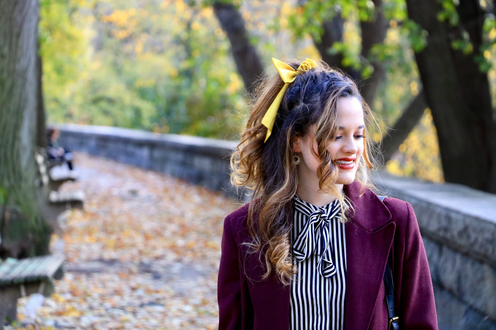Kathleen's Fashion Fix With A Side Of Style // burgundy coat + bowtie