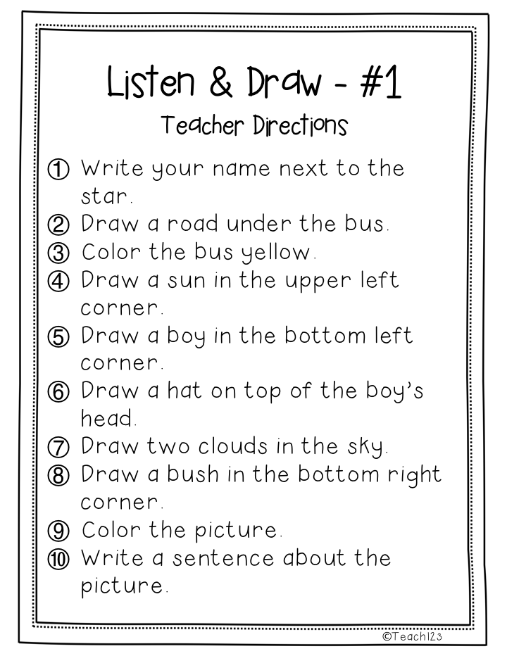 Listen And Draw Worksheet