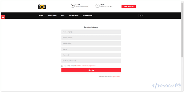 Sistem Informasi Jasa Fotografi Berbasis Web (PHP)