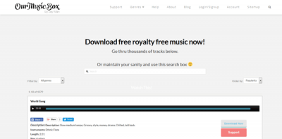 Our Music Box descarga música libre de regalías para YouTube