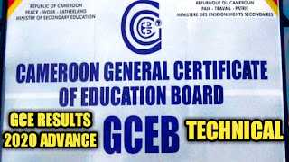 Cameroon GCE results 2020 Advance level technical