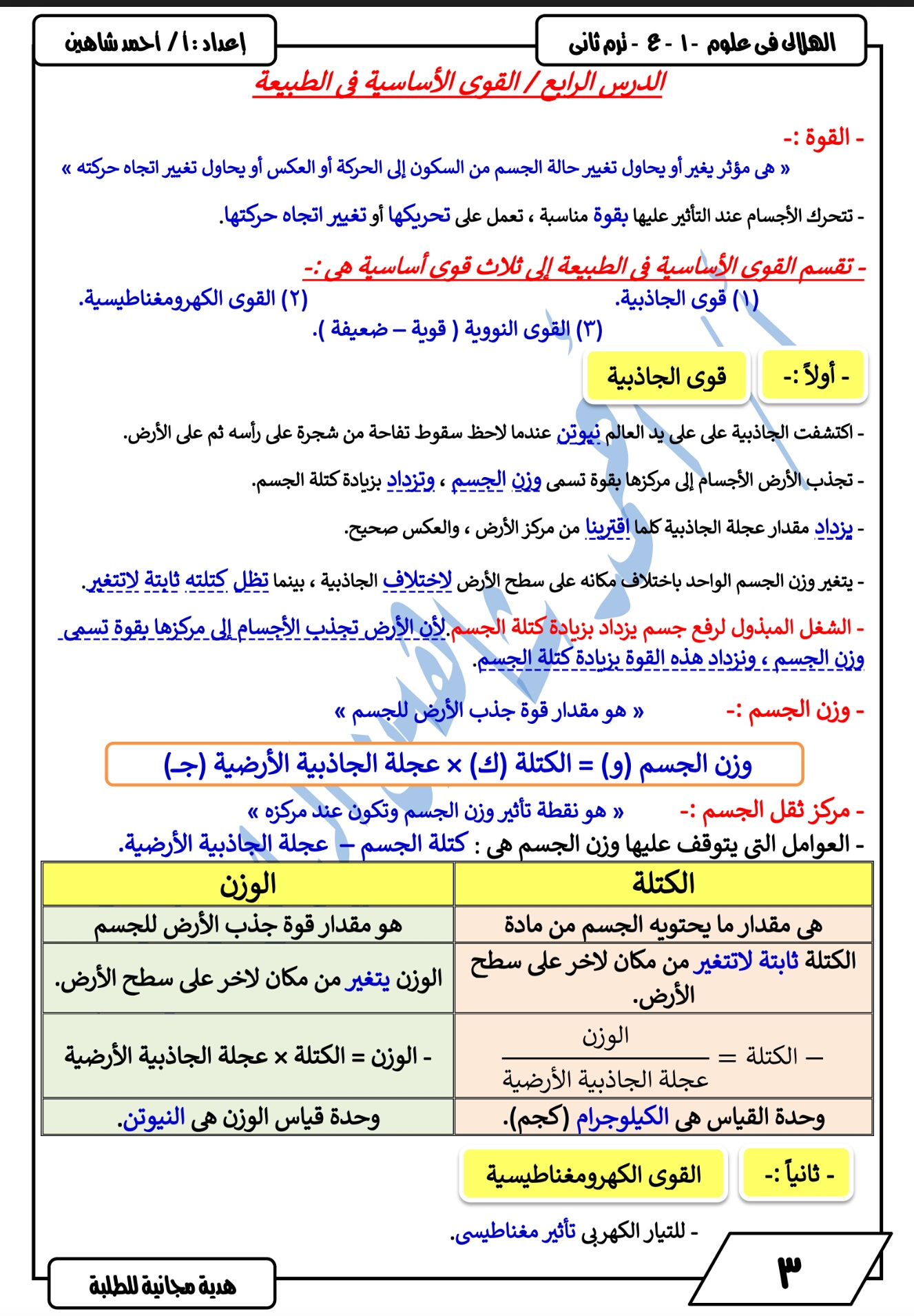 مراجعة علوم الصف الأول الإعدادي الترم الثاني أ/ أحمد الهلالي  3
